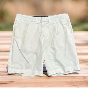Express Mens White Slim Fit Chino Shorts Above The Knee 8 Inseam Size 33 Stretch